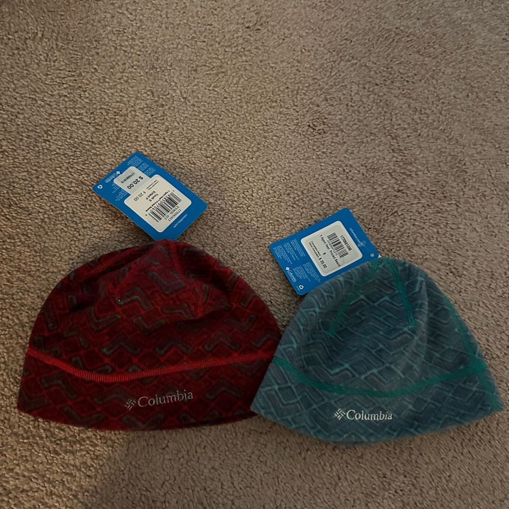 Columbia Kids' Red and Blue Patterned Hats